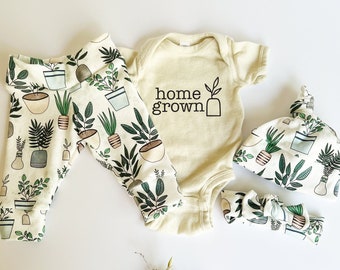 Home grown baby outfit, Plant lovers baby gifts, Plant baby gifts, Home grown baby, Gender neutral plant baby, Plant gift for baby