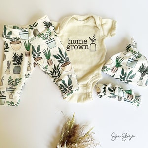 Home grown baby outfit, Plant lovers baby gifts, Plant baby gifts, Home grown baby, Gender neutral plant baby, Plant gift for baby