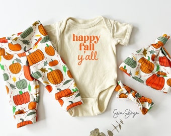 Happy Fall Y'all baby, baby Halloween pants, fall baby outfit, Little pumpkin outfit, baby boy Halloween, baby girl halloween