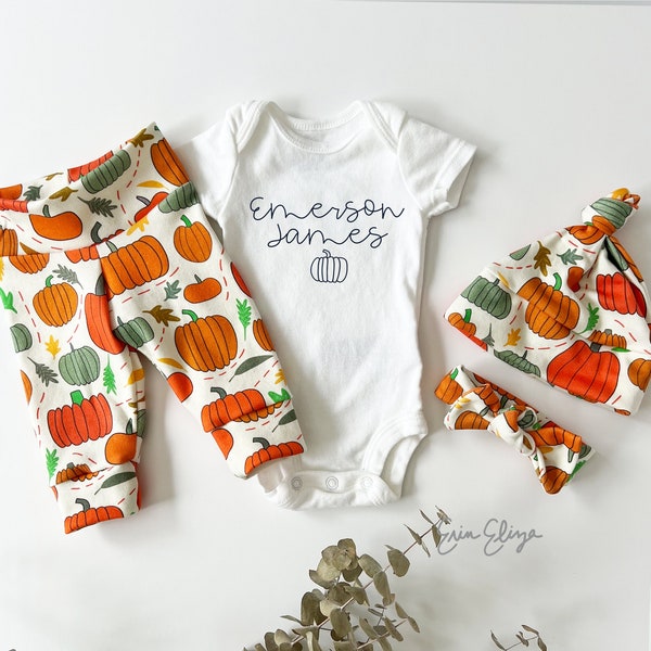 Coming home outfit pumpkin baby boy, Pumpkin coming home outfit, little pumpkin outfit baby boy, Halloween coming home outfit personalized