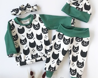 Cat Baby Outfit, Gender Neutral Cat Outfit, Cat lovers Baby Gift, Cat Baby Clothing Set, Cat baby Gift, Cat outfit for baby, Cat baby shirt