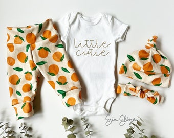 Little cutie baby, Clementine coming home outfit, Orange baby girl outfit, Clementine baby, Citrus baby shower, Baby girl Florida outfit