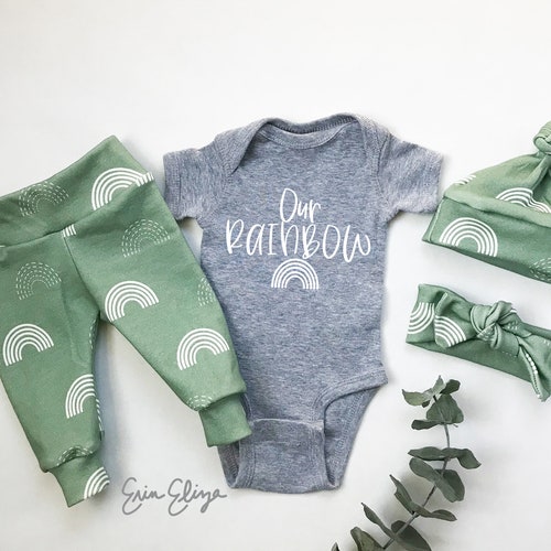 Gender Neutral Rainbow Baby Coming Home Outfit Gender Neutral Etsy