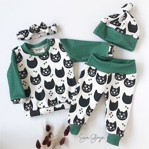 Cat Baby Outfit, Gender Neutral Cat Outfit, Cat lovers Baby Gift, Cat Baby Clothing Set, Cat baby Gift, Cat outfit for baby, Cat baby shirt