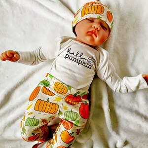 Fall coming home outfit, Pumpkin baby clothing, hello pumpkin, newborn pumpkin outfit, little pumpkin baby outfit, fall baby gift