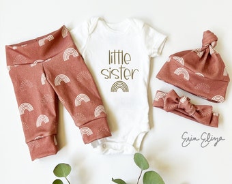 Rainbow Baby Little Sister Coming Home Outfit, Baby Girl Little Sister Rainbow Outfit, Rainbow Baby Little Sister Gift