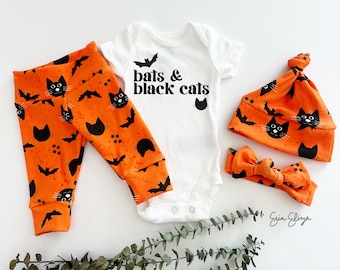 Halloween baby coming home outfit, Cat bat baby clothing, Cat Halloween baby, newborn Halloween clothing, Cat baby gift, baby boy halloween