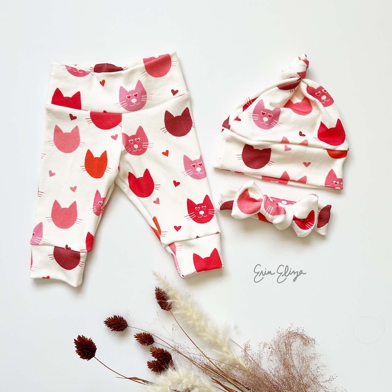 Crazy cat baby girl, Cat Valentine's Day outfit, Valentine's baby coming home outfit, Baby girl Valentine baby gift, Cat baby girl gift image 2