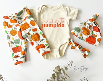 Pumpkin Baby Coming Home Outfit: Fall Bodysuit & Pants Set