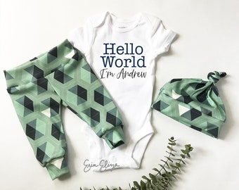 Newborn hospital outfit boy, baby boy hospital outfit, baby boy gift, personalized boy gift, baby boy outfit, modern boy outfit