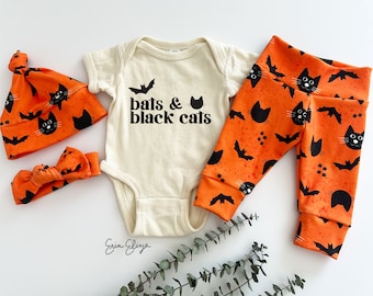 Halloween baby outfit, Cat bat baby clothing, Cat Halloween baby, newborn Halloween clothing, Cat baby gift, baby boy halloween