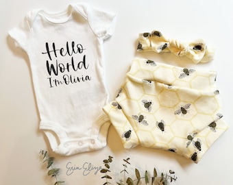 Bee coming home outfit baby girl, Bumblebee outfit girl, Bee baby shower gift idea, Bee outfit baby girl, save the bees baby