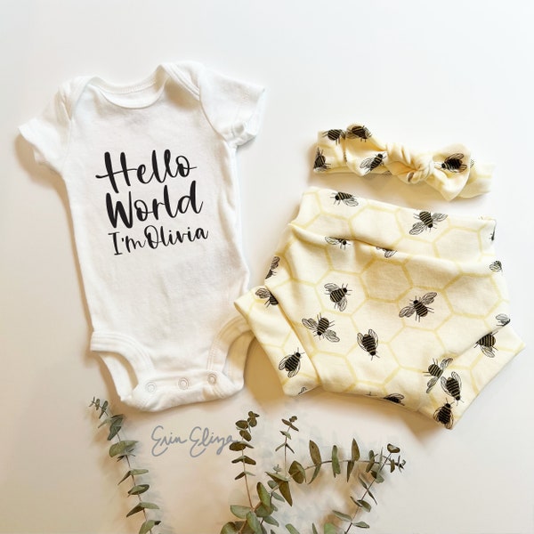 Bee coming home outfit baby girl, Bumblebee outfit girl, Bee baby shower gift idea, Bee outfit baby girl, save the bees baby