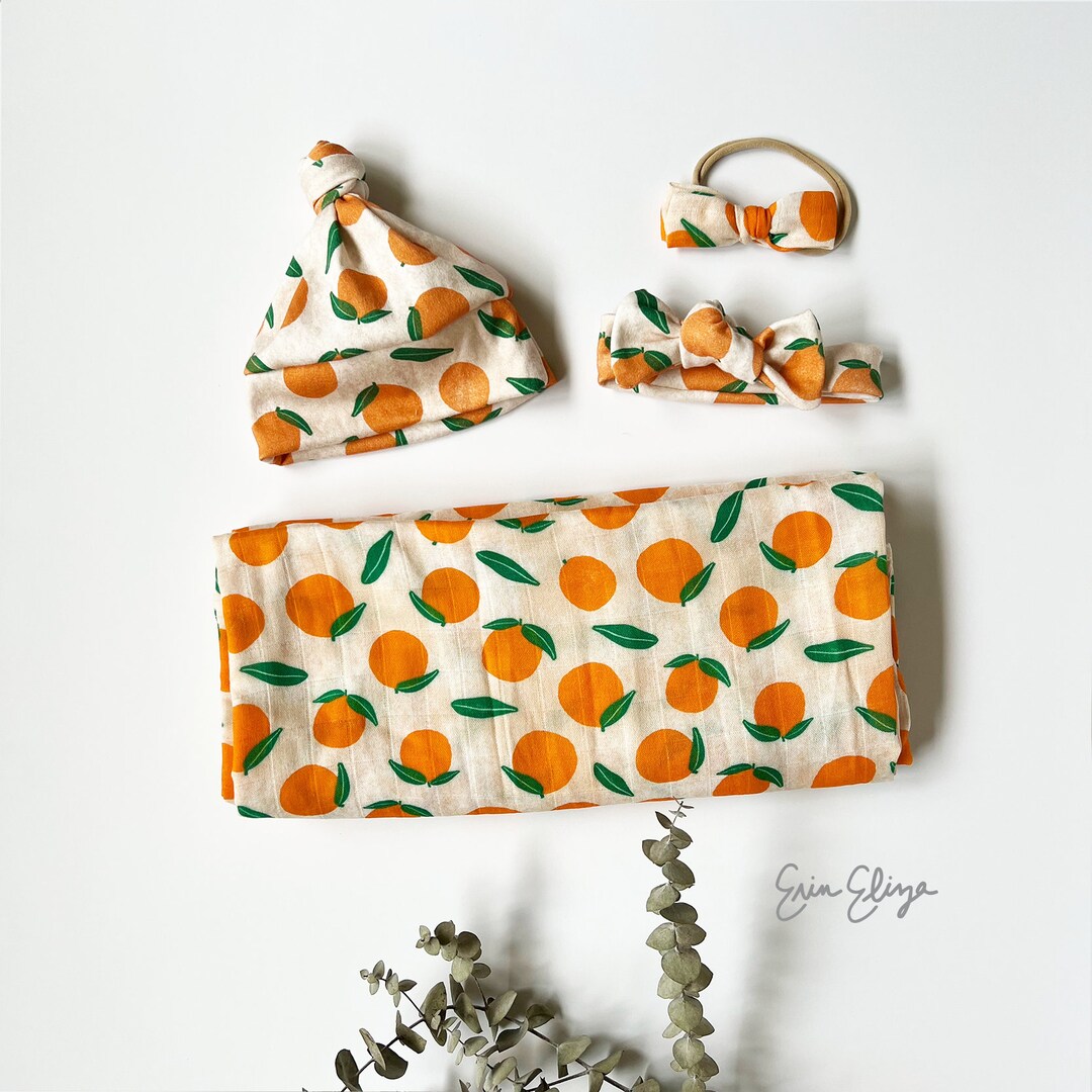 Clementine Swaddle Blanket, Clementine Baby, Citrus Baby, Gender