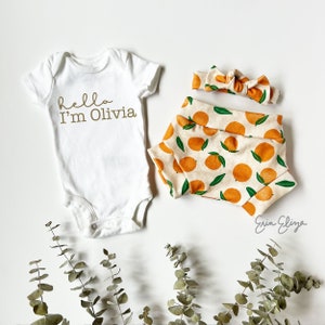 Summer baby girl outfit, Newborn girl coming home outfit, baby girl oranges outfit, Citrus baby girl outfit, Newborn summer outfit girl