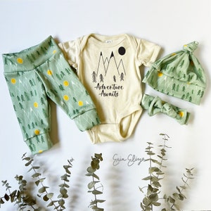 Adventure Awaits baby gift, Mountain baby, Nature baby, Climbing gift, Adventure Awaits baby gift, Outdoor baby gift, Gender neutral baby image 1