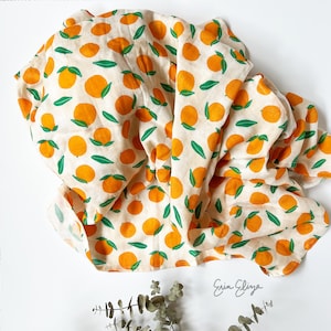 Citrus muslin swaddle, Clementine baby gift, Oranges baby, Clementine swaddle, Oranges baby blanket, Coming home outfit summer