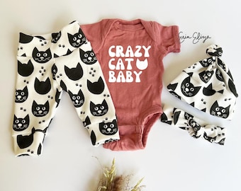 Cat baby clothes, Crazy Cat Baby, Baby girl cat clothing, Baby gift for cat lovers