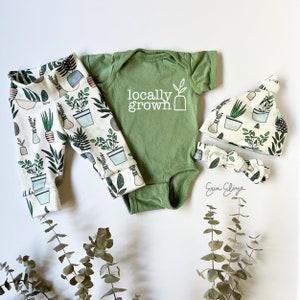 Locally grown baby outfit, Plant lovers baby, Plant baby gifts, Home grown baby, Plant baby shower, Plant gift for baby