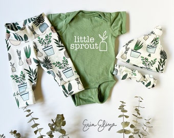 Little sprout, Plant baby outfit, Plant lovers baby gifts, Little Sprout baby gender neutral, Plants baby shower, Plant gifts for baby