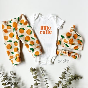 Kleines süßes Baby, Clementine nach Hause kommen Outfit geschlechtsneutral, Orange Baby Outfit, Clementine Baby, Zitrus Baby dusche, Geschlecht neutral