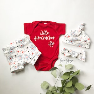 Gender neutral summer coming home outfit, 4th of July outfit gender neutral, July baby coming home outfit, little firecracker baby boy