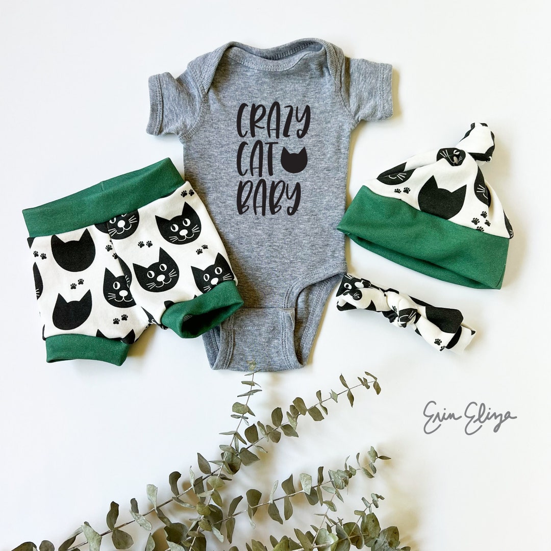 Crazy Cat Baby Cat Baby Outfit Gender Neutral Cat Baby Gift Etsy