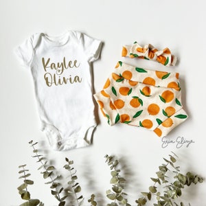 Baby girl bloomers, Summer baby girl coming home outfit, Oranges baby girl, Citrus baby girl outfit, Newborn summer outfit girl