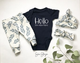 Gender neutral baby clothes, Hello I'm new here, gender neutral baby, baby gender neutral, gender neutral gift, organic baby clothes