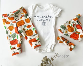 Coming home outfit pumpkin baby girl, Pumpkin coming home outfit, little pumpkin outfit baby girl, Halloween coming home outfit personalized