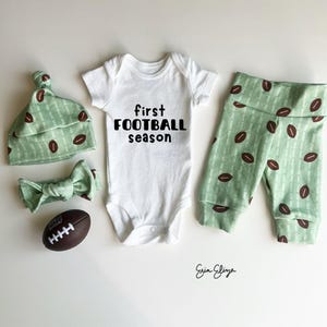 First football season, Football baby outfit, Football fan baby, Football baby shower, Football baby, Baby football