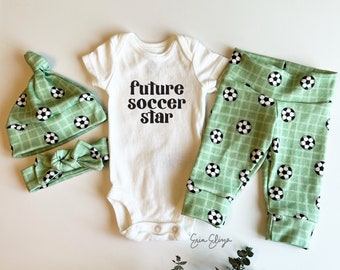 Soccer baby gift ideas, Soccer baby outfit, gender neutral soccer outfit, soccer baby shower, Soccer baby, future soccer star