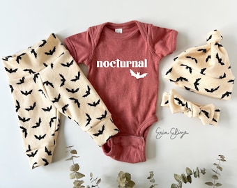 Nocturnal baby, Bat outfit for baby, Halloween baby bat outfit, Halloween coming home outfit, Fall outfit baby, Baby girl halloween