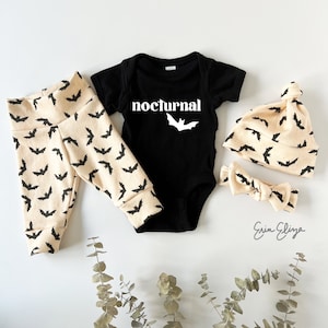 Nocturnal baby, Bat outfit for baby, Halloween bat outfit, Halloween coming home outfit, Fall outfit baby, Gender neutral halloween