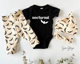 Nocturnal baby, Bat outfit for baby, Halloween bat outfit, Halloween coming home outfit, Fall outfit baby, Gender neutral halloween