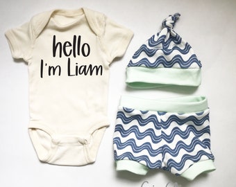 Ocean baby coming home outfit, Beach baby shorts, Beach baby boy outfit, Florida baby boy