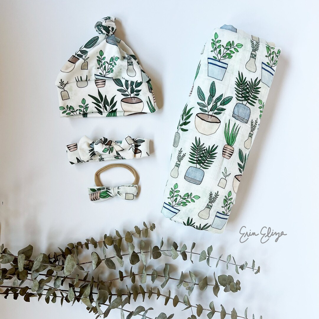 Plants Muslin Swaddle, Plants Baby Gifts, Plant Person Baby Gift, House Plants Baby, Plant Baby