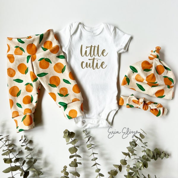 Little cutie, Clementine coming home outfit, Orange baby girl outfit, Clementine baby girl, Citrus baby shower, Baby girl Florida outfit