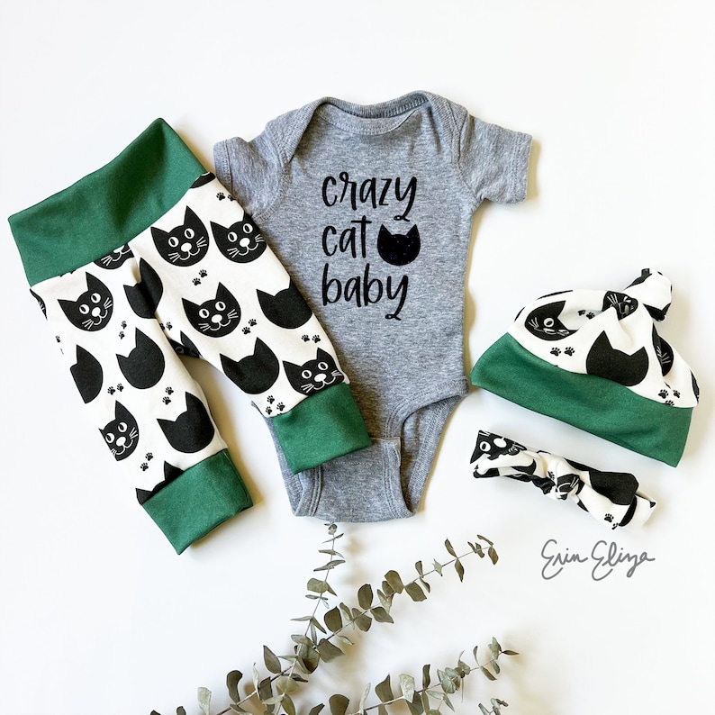 Crazy cat baby, Cat baby outfit, Cat baby pants, Coming home outfit cats, Baby boy cat clothing, Baby boy cat shirt image 1