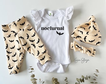 Nocturnal baby girl, Bat outfit for baby, Halloween baby bat outfit, Halloween coming home outfit, Fall outfit baby, Baby girl halloween
