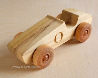 Handmade wooden toy roadster car
