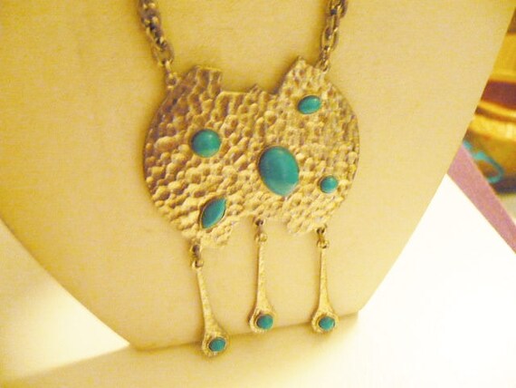 Rare Simulated Turquoise Rope Chain Neckace - image 3