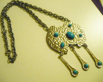 Rare collier de chaîne de corde turquoise simulée