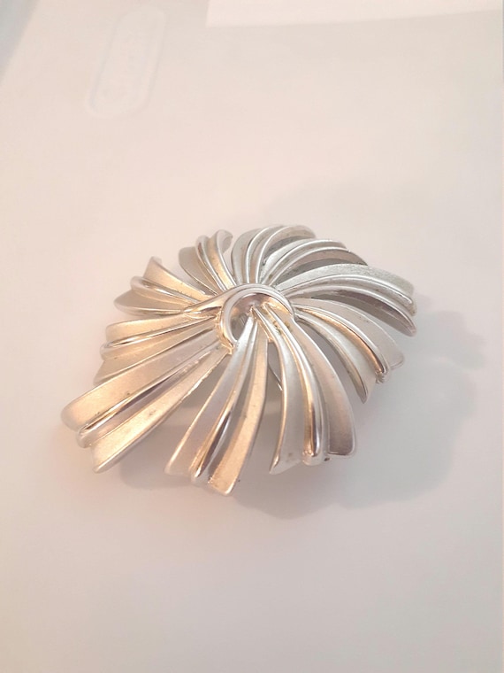 Trifari Frosted Metal Brooch