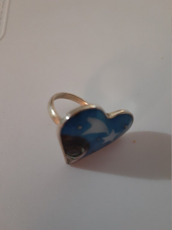 Taxco Heart Inlay 925 Ring - image 3