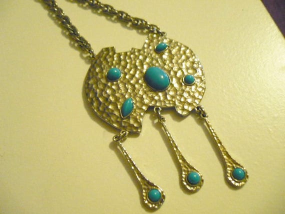 Rare Simulated Turquoise Rope Chain Neckace - image 5