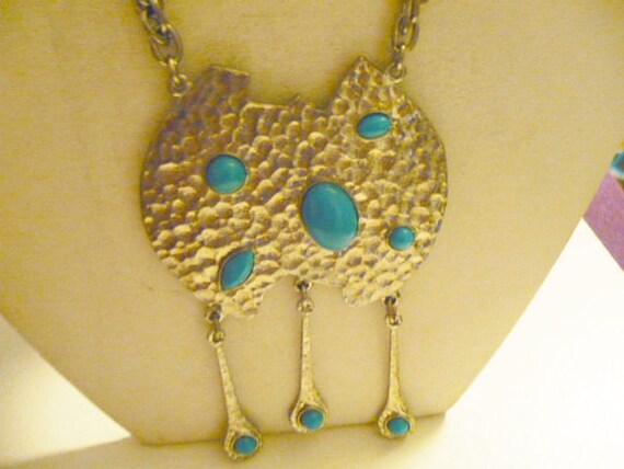 Rare Simulated Turquoise Rope Chain Neckace - image 2