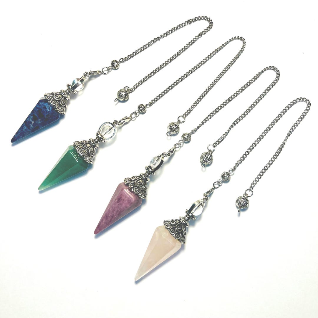 Crystal Pendulum 6-sided Double Cap, 7 Inch Chain, Sodalite Rose Quartz ...