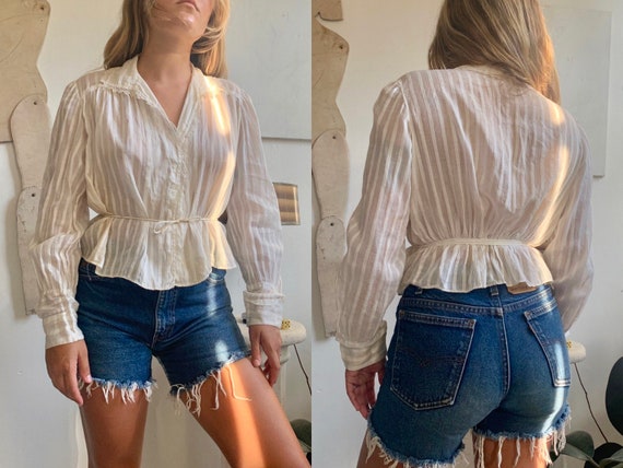 vintage antique edwardian cotton striped blouse co