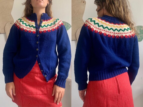 vintage 1950s nordic norwegian hand knit fair isle